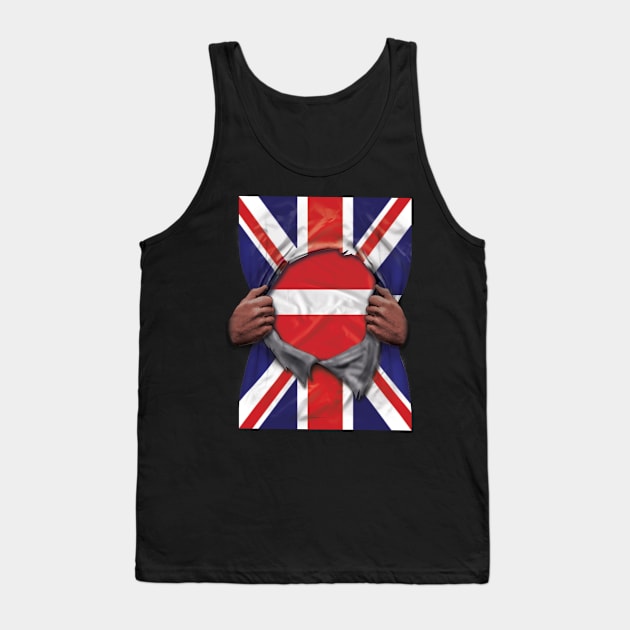 Latvia Flag Great Britain Flag Ripped - Gift for Latvian From Latvia Tank Top by Country Flags